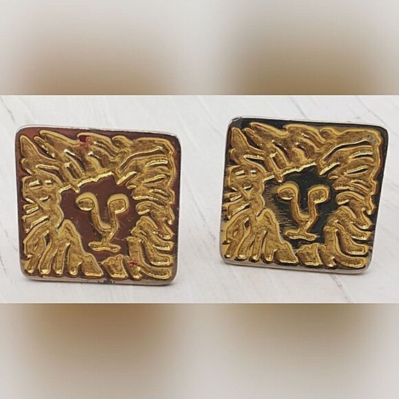 Anne Klein Gold Lion Clip on Earrings Vintage Women's Accessories - Picture 8 of 9